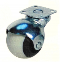 Колесные опоры аппаратные поворотные, термо-пластичная серая резина, обод из полипропилена, платформенное крепление, без подшипника
