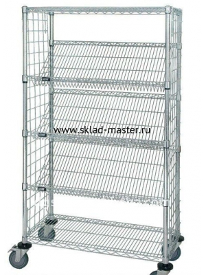 Мобильный стеллаж с наклонными полками