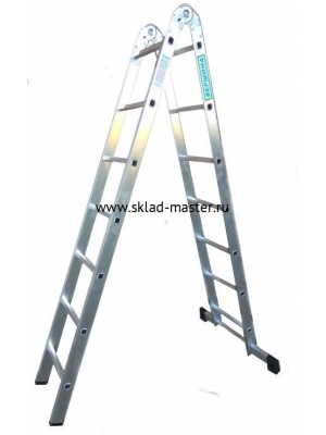 Лестница 2-х секционная алюминиевая шарнирная 2*7