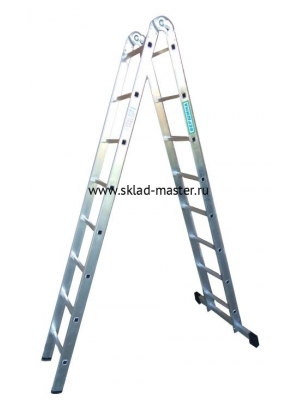 Лестница 2-х секционная алюминиевая шарнирная 2*8